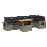 Set Divani da Giardino 7 pz con Cuscini Grigio in Polyrattan