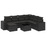Set Divani da Giardino con Cuscini 8 pz Nero in Polyrattan