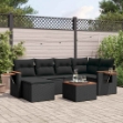Set Divani da Giardino con Cuscini 7pz Nero Polyrattan