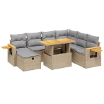 Set Divano da Giardino 8 pz con Cuscini Beige in Polyrattan