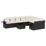 Set Divani da Giardino 10pz con Cuscini in Polyrattan Nero