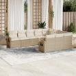 Set Divano da Giardino 10 pz con Cuscini Beige in Polyrattan