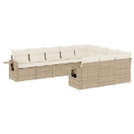 Set Divano da Giardino 10 pz con Cuscini Beige in Polyrattan