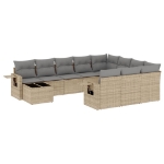 Set Divani da Giardino 11 pz con Cuscini Beige in Polyrattan