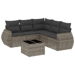 Set Divano da Giardino 6 pz con Cuscini Grigio in Polyrattan
