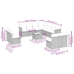 Set Divani da Giardino 12 pz con Cuscini Beige in Polyrattan