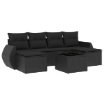 Set Divani da Giardino con Cuscini 7pz Nero Polyrattan