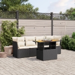 Set Divani da Giardino 5 pz con Cuscini in Polyrattan Nero