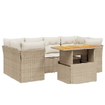 Set Divani da Giardino 7 pz con Cuscini Beige in Polyrattan