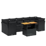 Set Divani da Giardino con Cuscini 8 pz Nero in Polyrattan