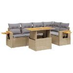 Set Divano da Giardino 6 pz con Cuscini Beige in Polyrattan