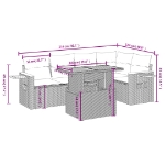 Set Divano da Giardino 6 pz con Cuscini Beige in Polyrattan