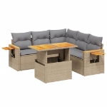 Set Divano da Giardino 6 pz con Cuscini Beige in Polyrattan
