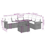 Set Divani da Giardino 7 pz con Cuscini Beige in Polyrattan