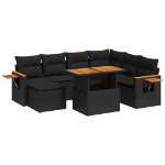 Set Divani da Giardino con Cuscini 8 pz Nero in Polyrattan