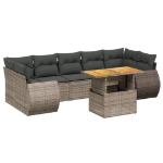 Set Divano da Giardino 8 pz con Cuscini Grigio in Polyrattan