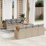 Set Divano da Giardino 8 pz con Cuscini Beige Misto Polyrattan