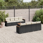 Set Divani da Giardino 9 pz con Cuscini Nero in Polyrattan