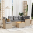 Set Divano da Giardino 6 pz con Cuscini Beige Misto Polyrattan