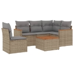 Set Divano da Giardino 6 pz con Cuscini Beige Misto Polyrattan
