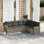 Set Divano da Giardino 6 pz con Cuscini Grigio in Polyrattan