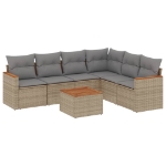 Set Divano da Giardino 7 pz con Cuscini Beige Misto Polyrattan