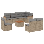 Set Divano da Giardino 9 pz con Cuscini Beige Misto Polyrattan