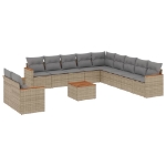 Set Divano da Giardino 12 pz con Cuscini Beige Misto Polyrattan