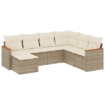 Set Divani da Giardino 7 pz con Cuscini Beige in Polyrattan