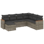 Set Divani da Giardino 7 pz con Cuscini Grigio in Polyrattan