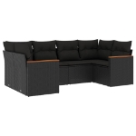 Set Divano da Giardino 6 pz con Cuscini Nero in Polyrattan