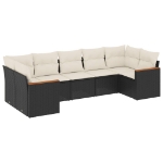 Set Divani da Giardino con Cuscini 7pz Nero Polyrattan