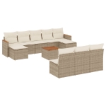 Set Divani da Giardino 11 pz con Cuscini Beige in Polyrattan
