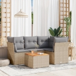 Set Divano da Giardino 5 pz con Cuscini Beige Misto Polyrattan