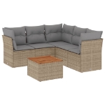 Set Divano da Giardino 6 pz con Cuscini Beige Misto Polyrattan