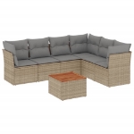 Set Divano da Giardino 7 pz con Cuscini Beige Misto Polyrattan