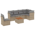 Set Divano da Giardino 7 pz con Cuscini Beige Misto Polyrattan