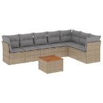 Set Divano da Giardino 8 pz con Cuscini Beige Misto Polyrattan