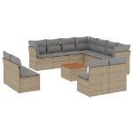 Set Divano da Giardino 12 pz con Cuscini Beige Misto Polyrattan
