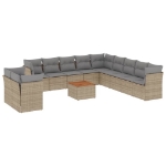 Set Divano da Giardino 12 pz con Cuscini Beige Misto Polyrattan