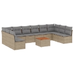 Set Divano da Giardino 11 pz con Cuscini Beige Misto Polyrattan