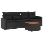 Set Divani da Giardino 5 pz con Cuscini in Polyrattan Nero