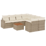 Set Divano da Giardino 9 pz con Cuscini Beige in Polyrattan
