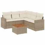 Set Divano da Giardino 6 pz con Cuscini Beige in Polyrattan