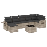 Set Divano da Giardino 8pz con Cuscini Grigio Chiaro Polyrattan