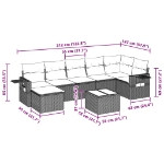 Set Divano da Giardino 8pz con Cuscini Grigio Chiaro Polyrattan