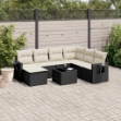 Set Divani da Giardino con Cuscini 8 pz Nero in Polyrattan