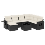 Set Divani da Giardino con Cuscini 8 pz Nero in Polyrattan