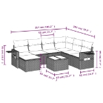 Set Divani da Giardino con Cuscini 8 pz Nero in Polyrattan
