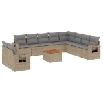 Set Divano da Giardino 11 pz con Cuscini Beige Misto Polyrattan